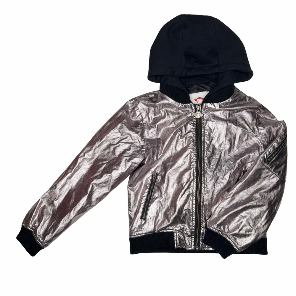 Appaman Girls Phoebe Metallic Rose Hooded Bomber Jacket Size 6